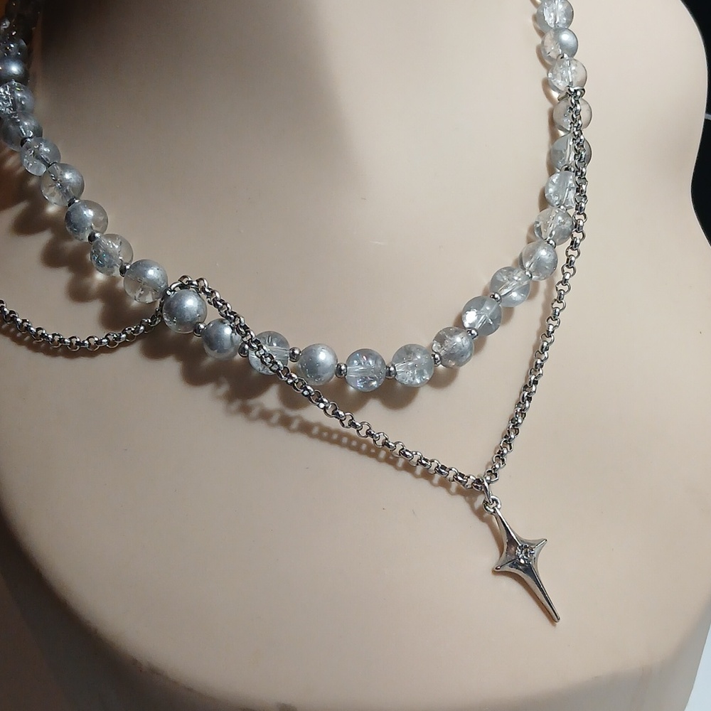 Justine Clenquet Intertwined Bead Chain Star Cross Necklace Perfect!